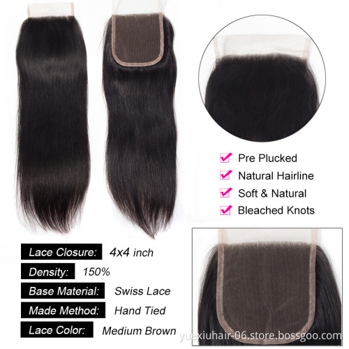 Cheap Wholesa Silky Straight High Grade 1 donor 100% Virgin Brazilian Human Hair Bundles with Lace Closure for Black Women